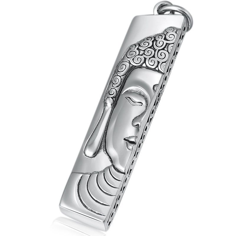 Thai-Silber Hoh Halbe Anita Buddha Gesichtsanhänger Lange Silbermedaille