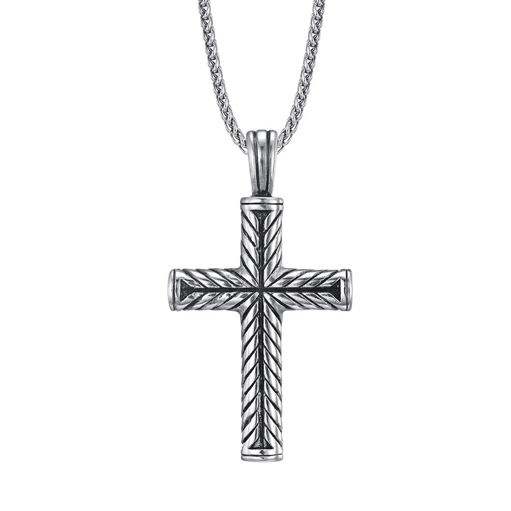Men's Stainless Steel Casting Cross Pendant Necklace