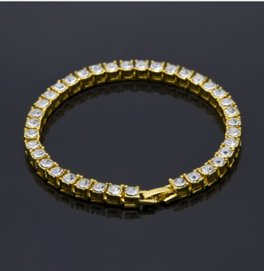 Zinnlegierung Goldfarbenes Iced Armband Herren Hip Hop Kette Street Rock Schmuck