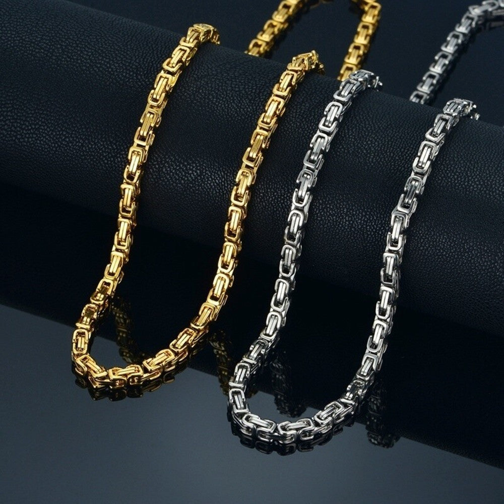 Titanium Gold Gold Thick Stainless Steel Necklace