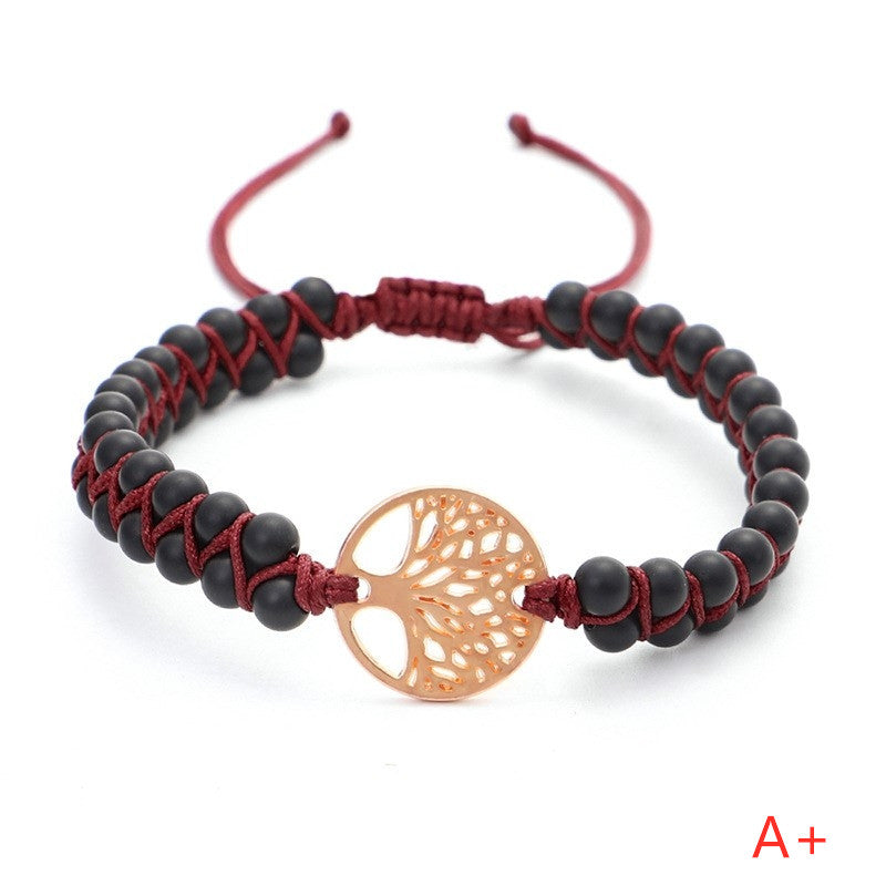 Armband mit doppeltem Lebensbaum und geflochtenem Garn