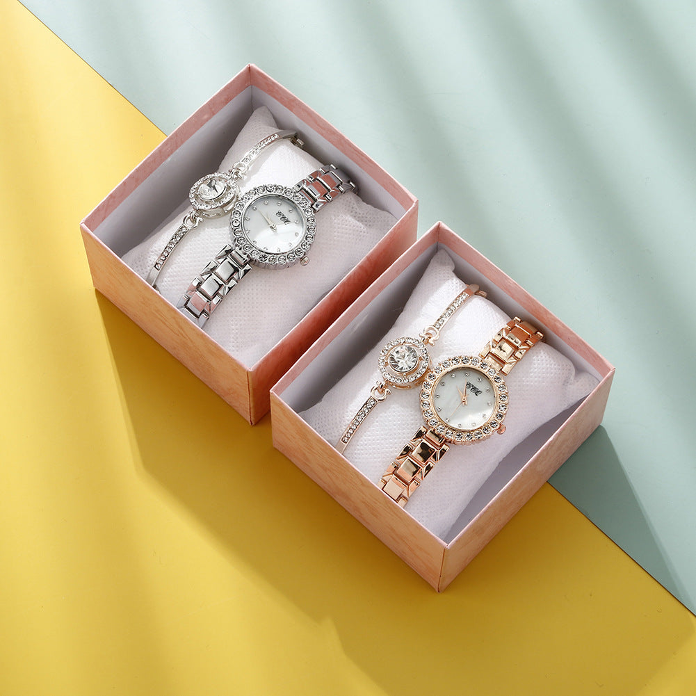 Traje de reloj con brazalete de diamantes de moda para mujer