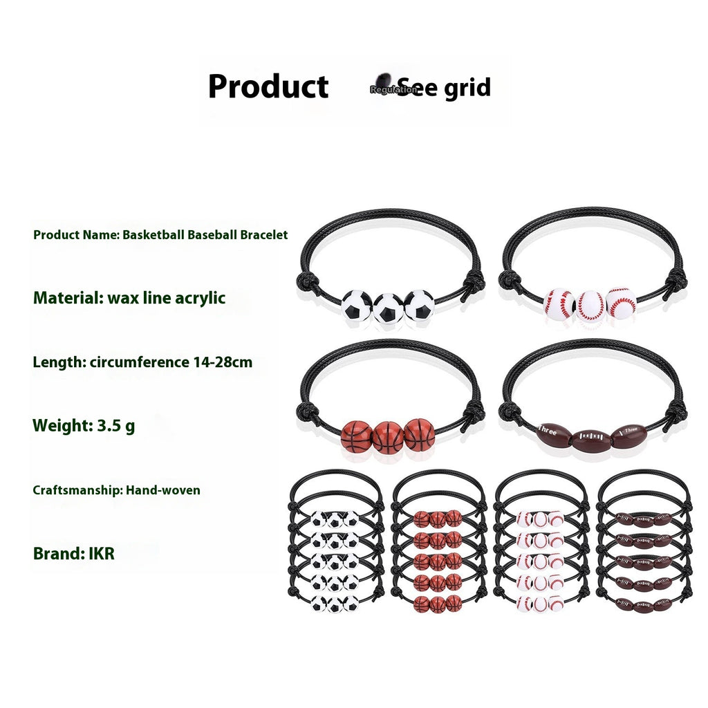 Schmuck Flechtarmband Basketball Football Rugby Softball Perlen