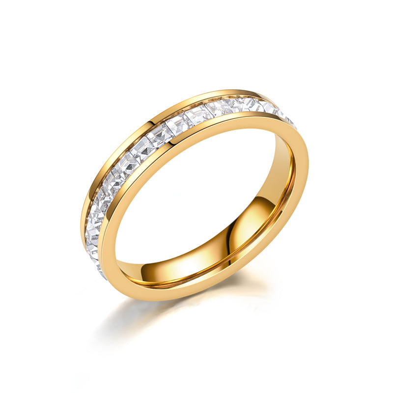 Anillos de diamantes de imitación de moda para mujer Anillo de acero inoxidable