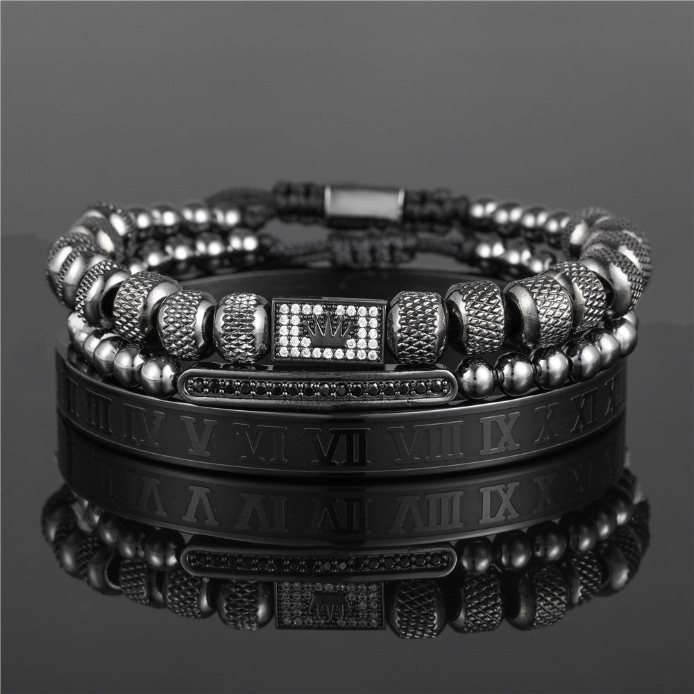 Pulsera Trenzada con Corona Vintage
