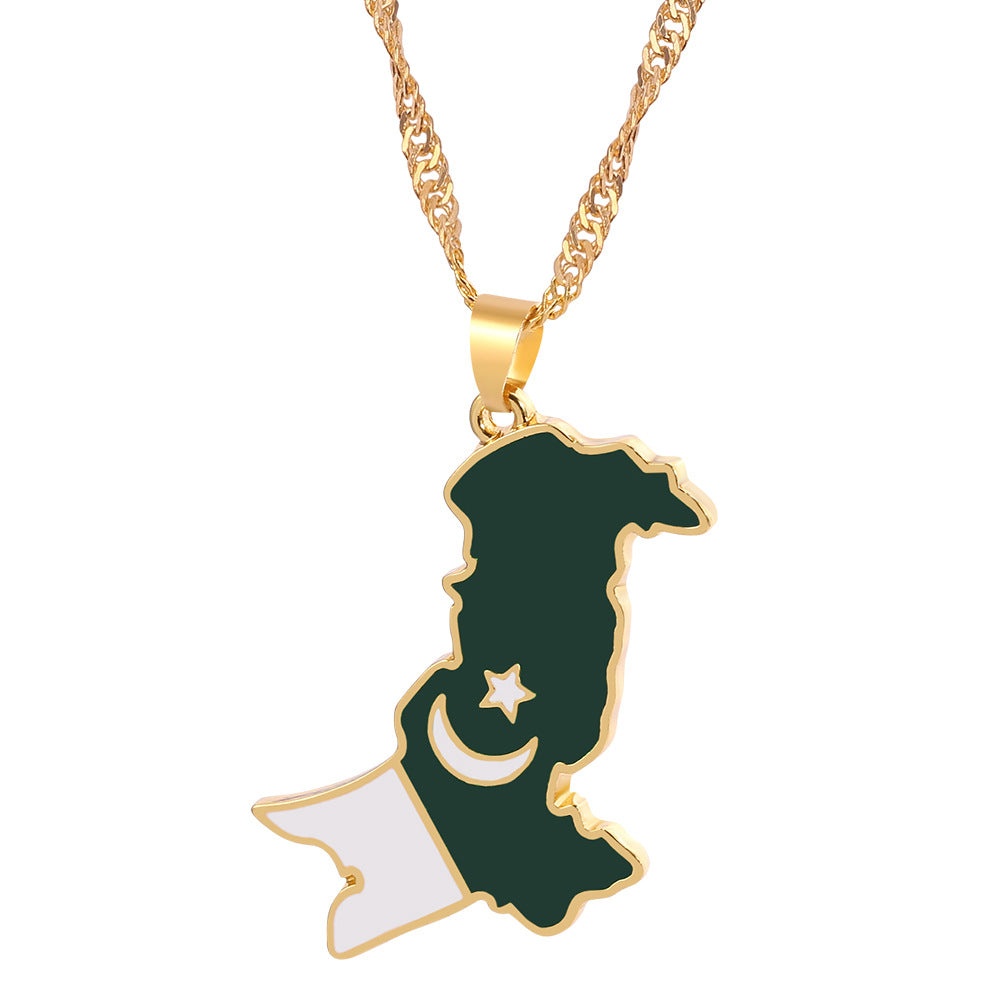 Trendige kreative Pakistan-Karte Anhänger Halskette Modeschmuck