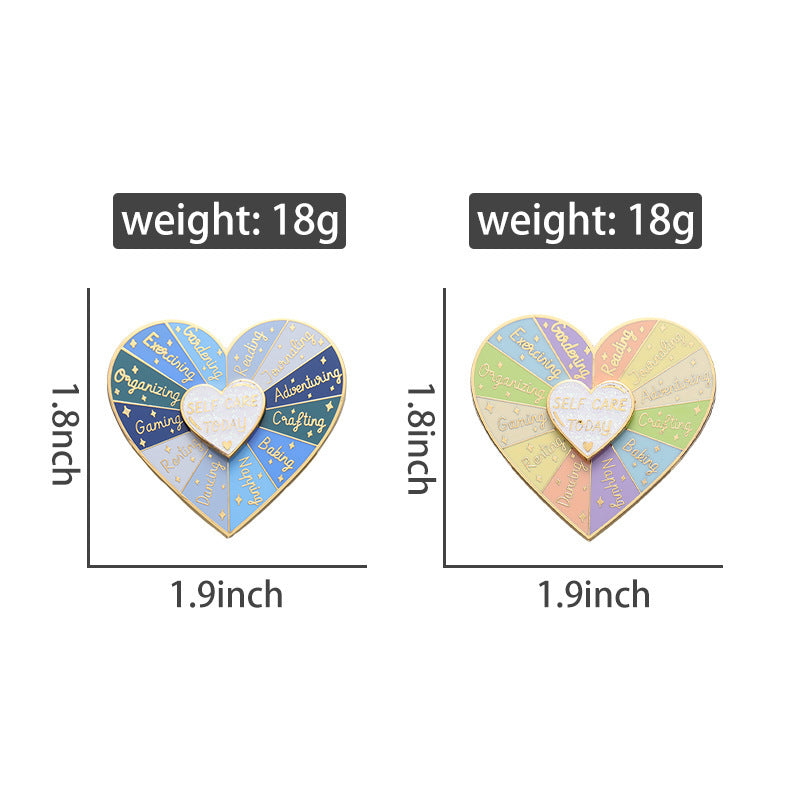 Distintivo giratorio con forma de corazón doble capa para mujer