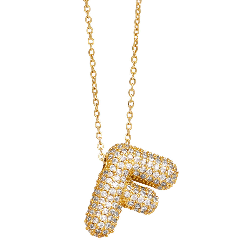Collar con 26 letras inglesas para mujer con circonitas incrustadas