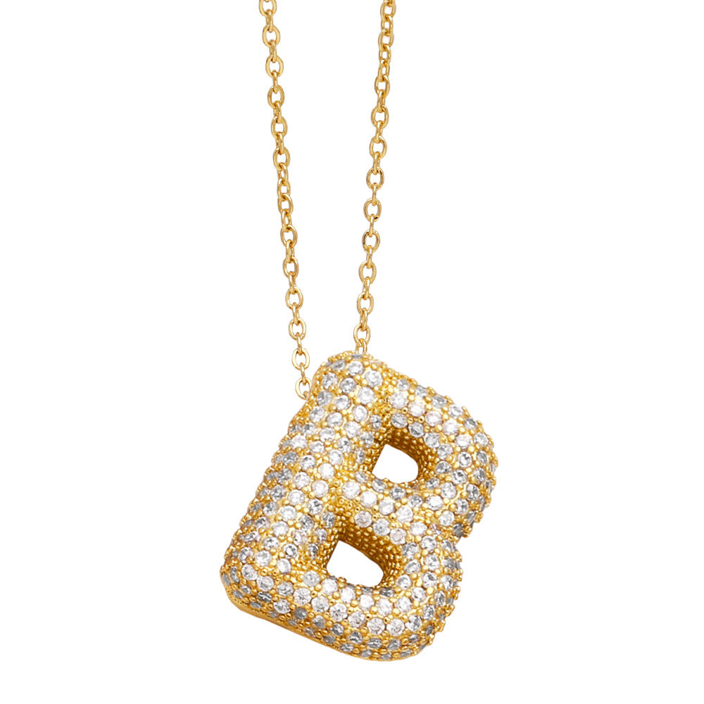 Collar con 26 letras inglesas para mujer con circonitas incrustadas