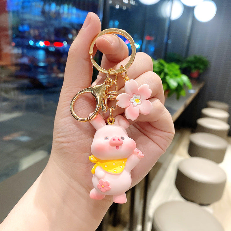 Llavero creativo con personalidad de cerdito de flor de cerezo