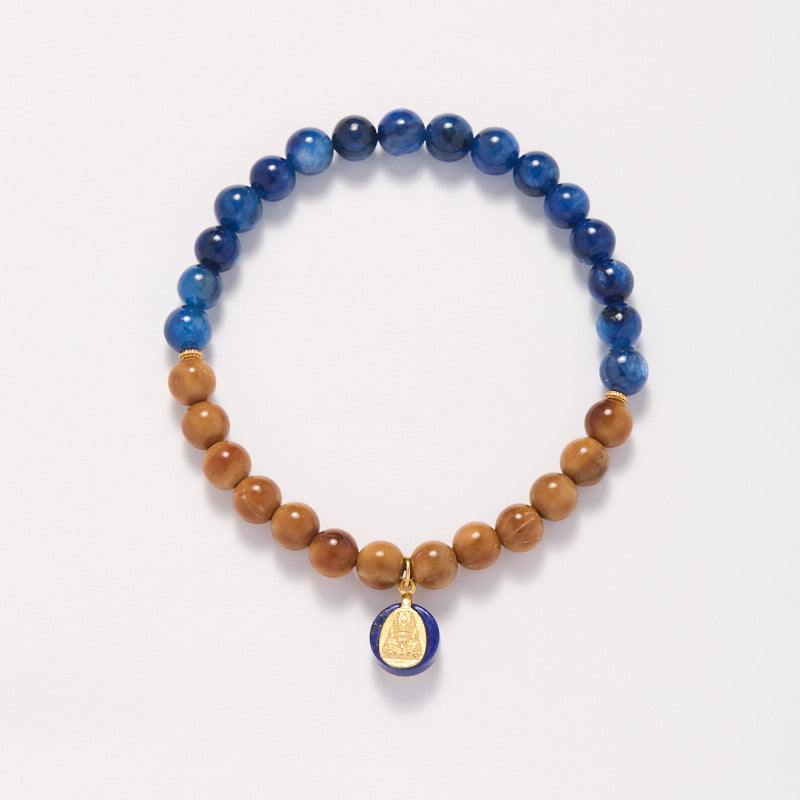 Pulsera de alta calidad con ojo de tigre bodhi natural y cristal azul, estilo nacional para mujer