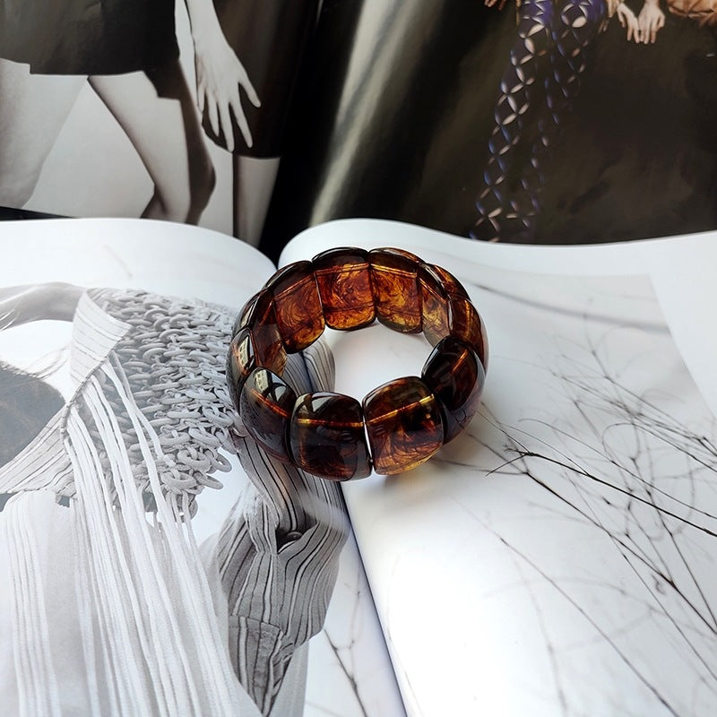 Pulsera Acrílica con Patrón de Cristal de Mármol para Hombres y Mujeres