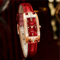 Women's Leisure Slub Pattern Thin Belt Comfortable Luxury Small Diamond Watch