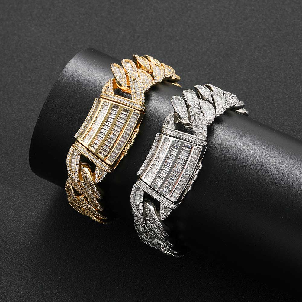 Hip Hop 15mm20mm Halskette Miami Schnalle Kubanische Kette Echt Vergoldet Armband