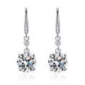 Pendientes de lujo con diamante amarillo de un solo diamante redondo y gancho para la oreja