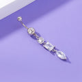 Joyas de perforación corporal de circonitas brillantes para mujer, estilo clavo largo para ombligo