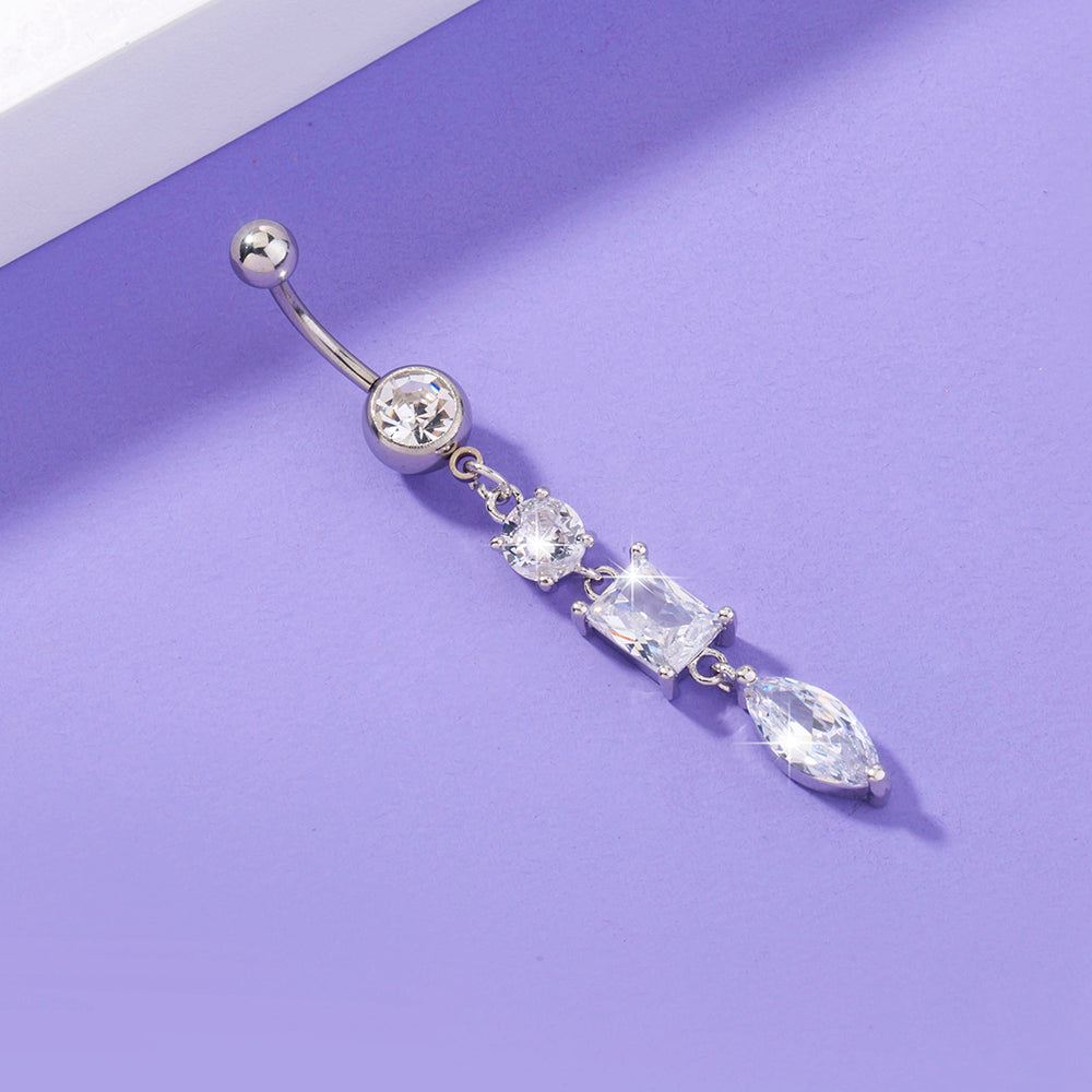 Joyas de perforación corporal de circonitas brillantes para mujer, estilo clavo largo para ombligo