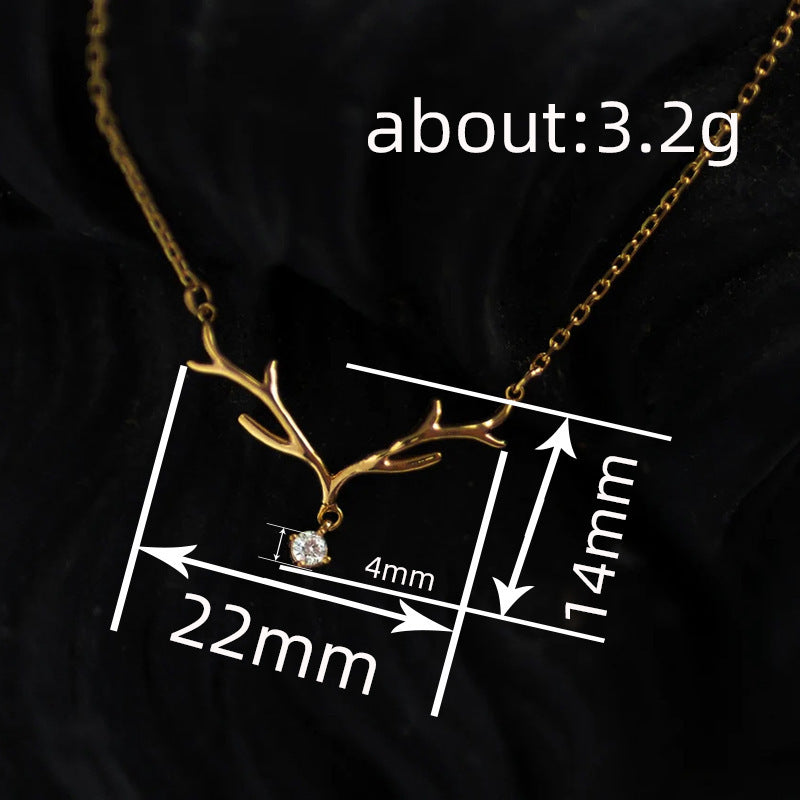 Simple Large Antlers Pendant Necklace