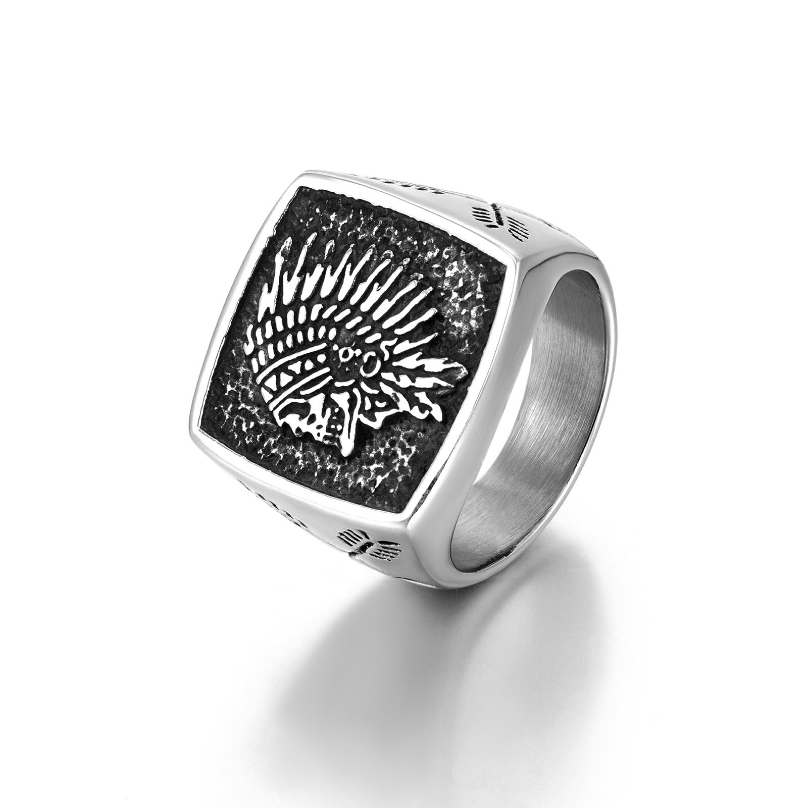 Indian Totem Ring Vintage Edelstahlring