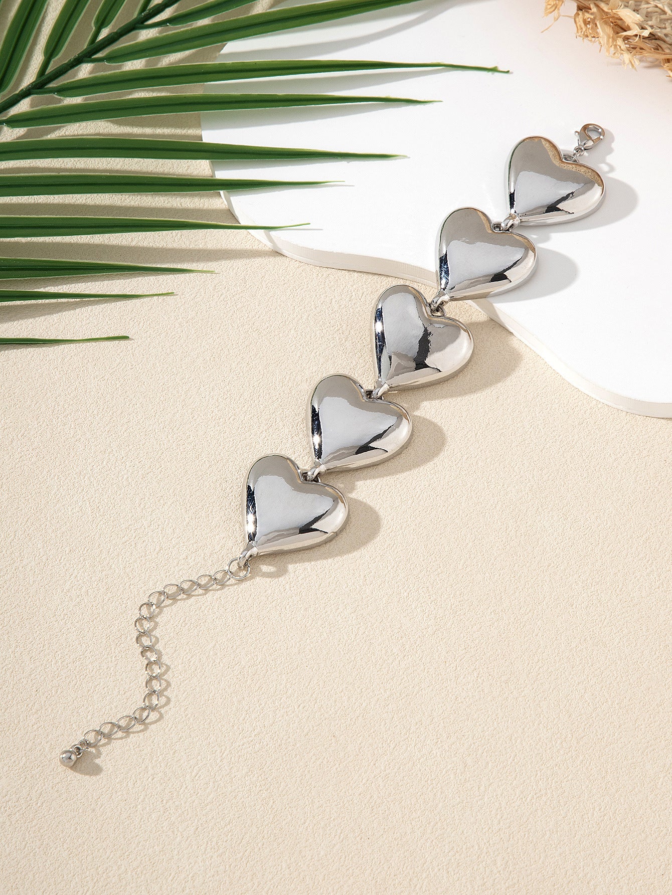 Exaggerated Glossy Metal Heart Bracelet Temperament Women's