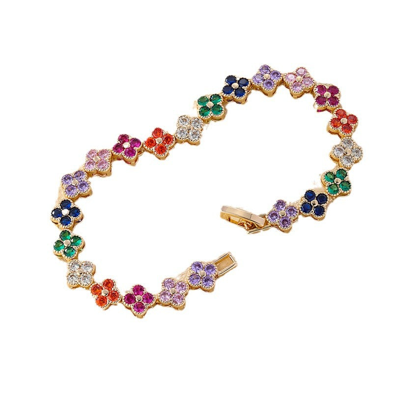 Kupferbeschichtung Farbe Zirkon Besonderes Interesse Leichte Luxus Einfache Damenarmband