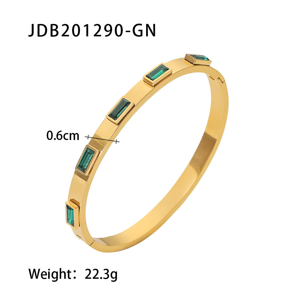 Pulseras De Acero Inoxidable Chapadas En Oro, Modernas Y Versátiles Con Circonita