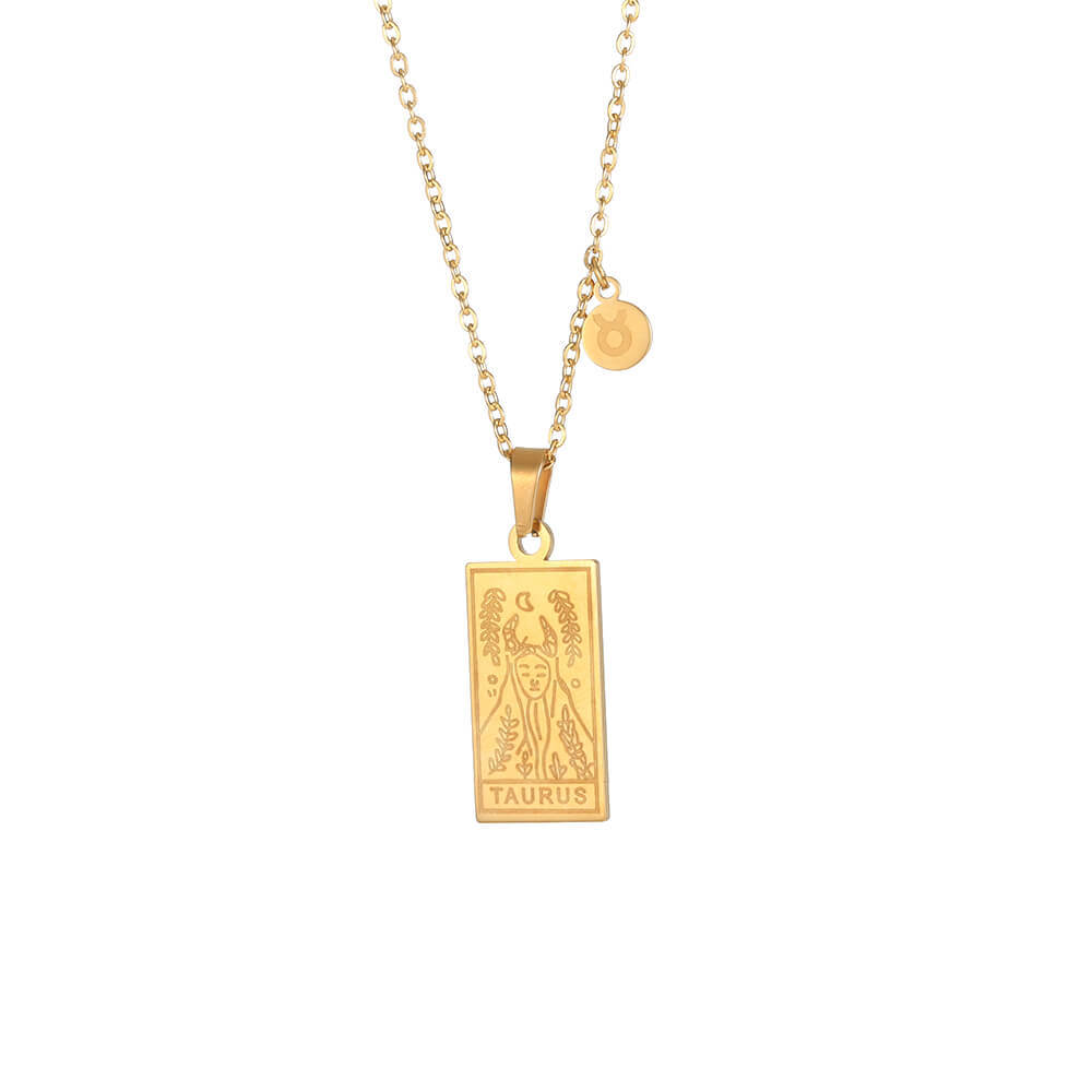 Stainless Steel Constellation Square Constellation Tag Scorpio Couple Necklace