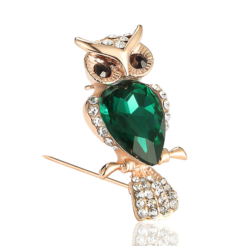 Broche de aleación con diamantes de imitación de animal búho