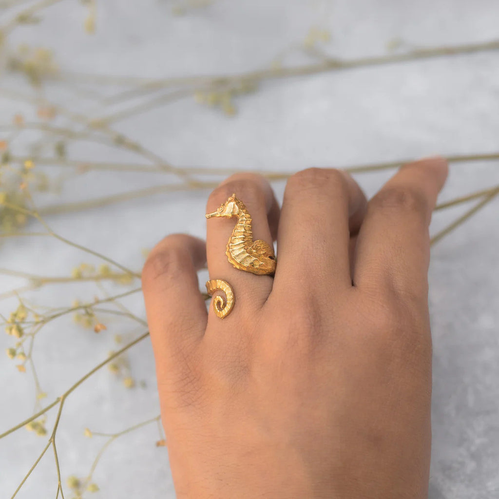 Ozean 18K Gold Edelstahl Seepferdchen Öffnungsring