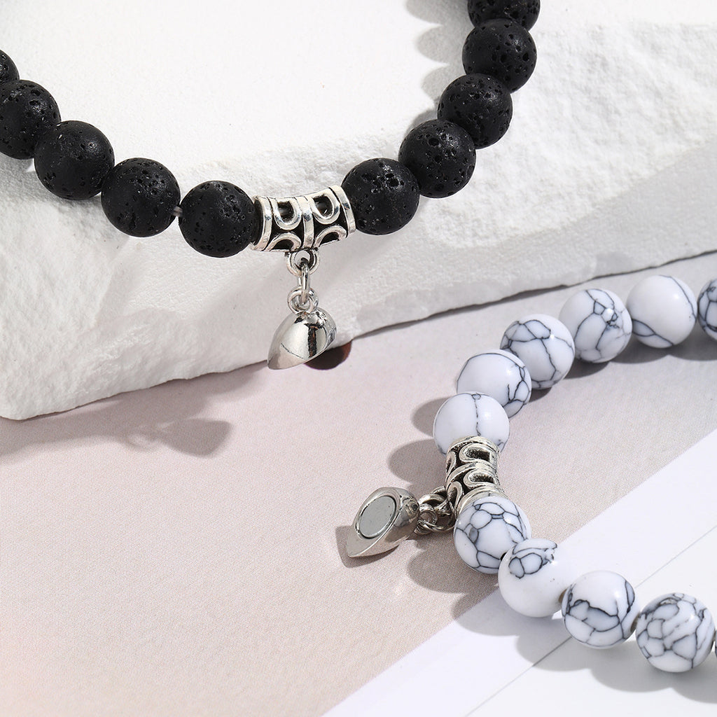 Creative All-match Heart-shaped Magnetic Beaded Couple Bracelet