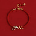 Zircon Snakelike Winding Retro Red Rope Bracelet