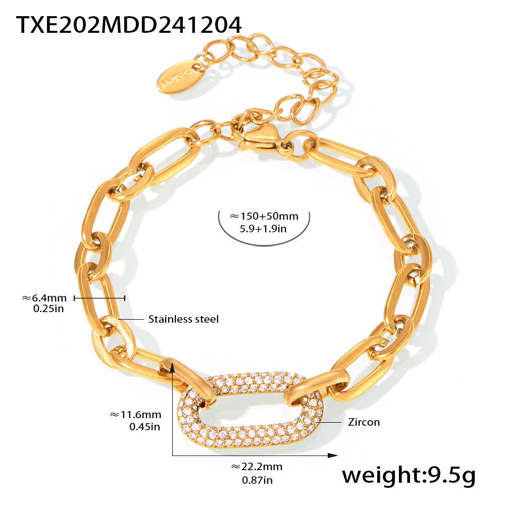 Halskette und Armband aus Titanstahl und Edelstahl mit Mikro-Pflasterstein-Zirkonia