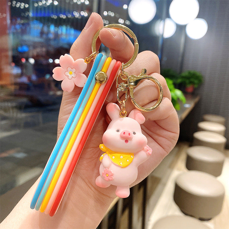 Llavero creativo con personalidad de cerdito de flor de cerezo