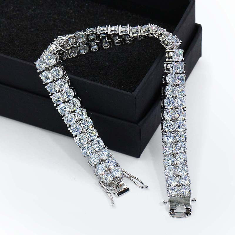Pulsera de hombre de doble fila con circonitas microincrustadas