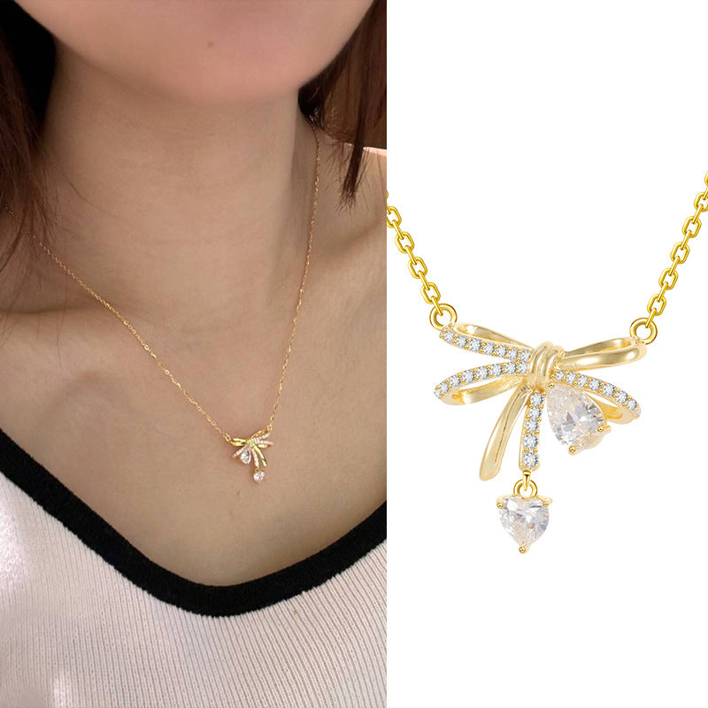 Collar de moño, plata, para mujer, plata 925, lujo ligero
