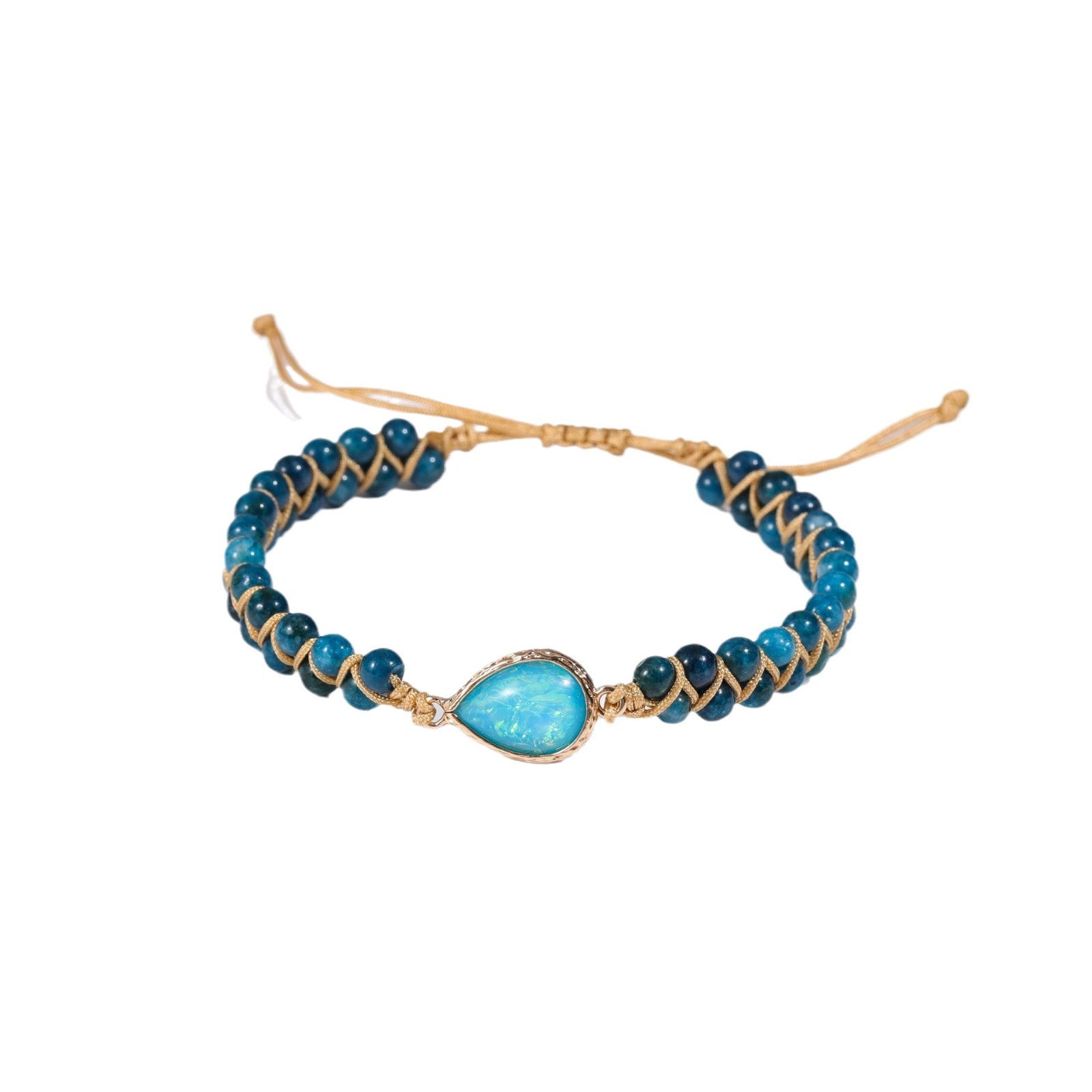 Grenzüberschreitendes Natursteinarmband Wassertropfenform Saphir Paar geflochtenes Armband