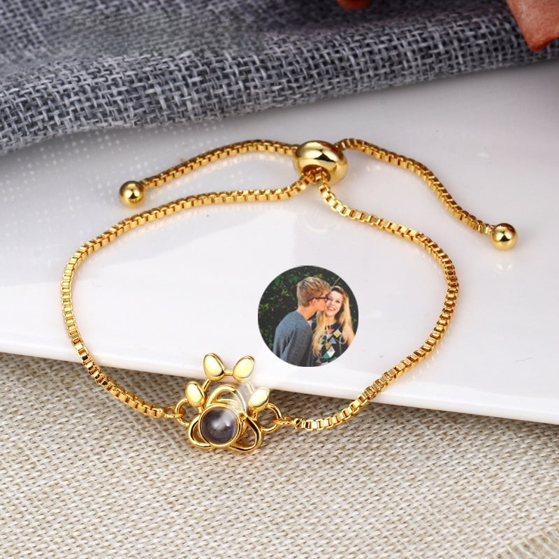 Micro Carved Projection Customized Animal Bracelet For Couples Black And White Dog Claws