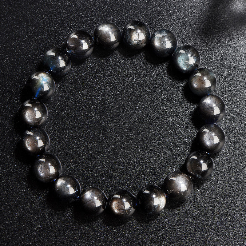 7A Natural Black Aquamarine Ball Bracelet