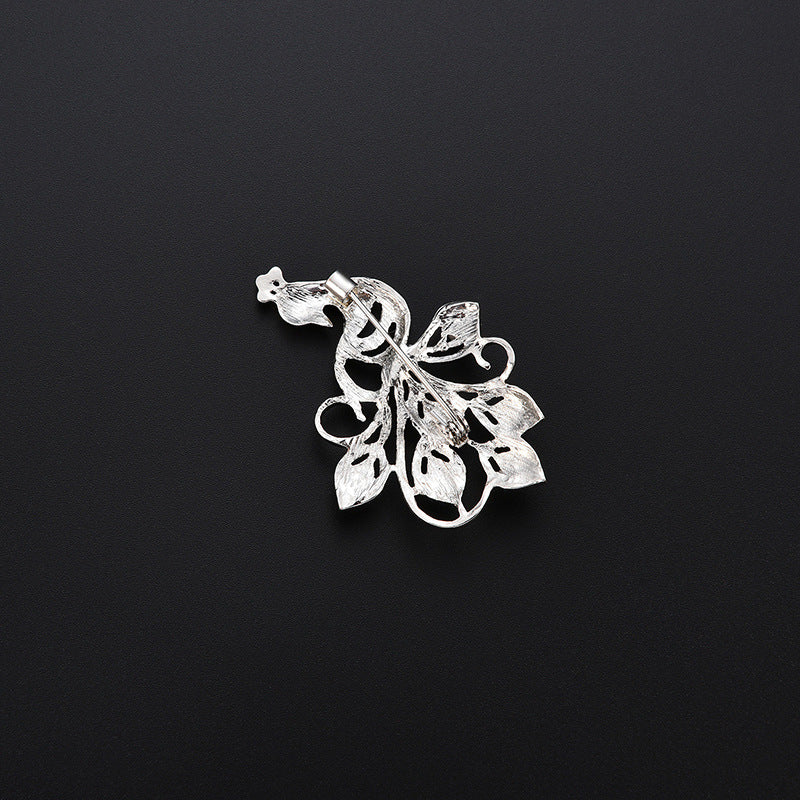 Broche de aleación de pavo real de alta gama con diamantes completos
