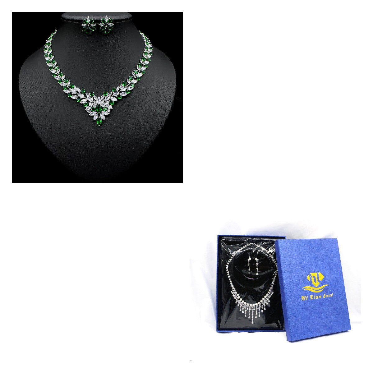 Elegantes Eiskristall-Ohrring-Zirkon-Halsketten-Set
