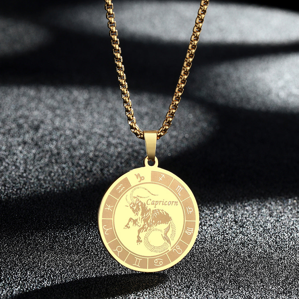 Edelstahl Konstellations-Anhänger-Halskette Goldmedaillen-Halskette