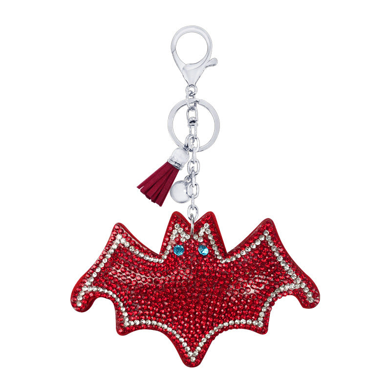 Colgante de Llavero de Murciélago de Terciopelo y Diamantes