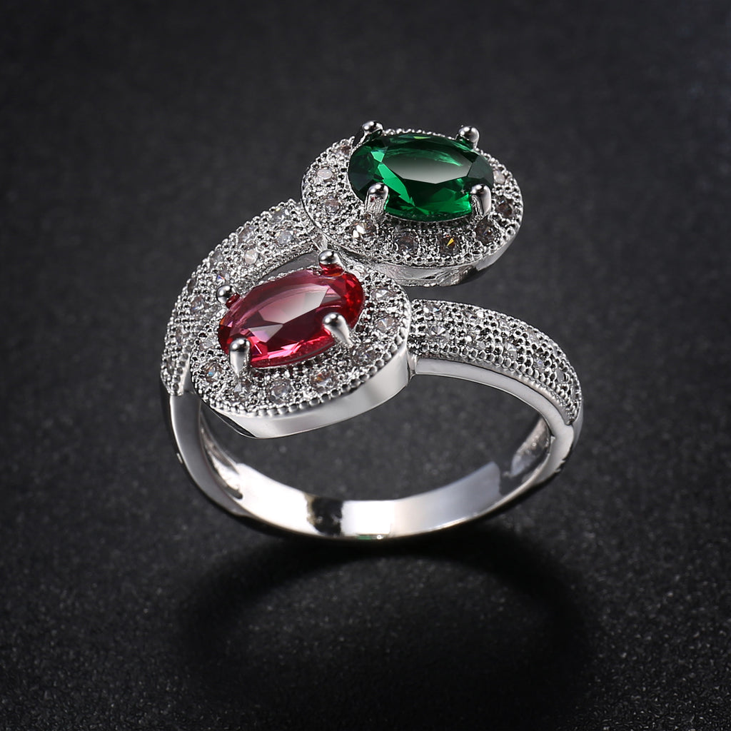Anillo de circonita personalizado de moda para mujer