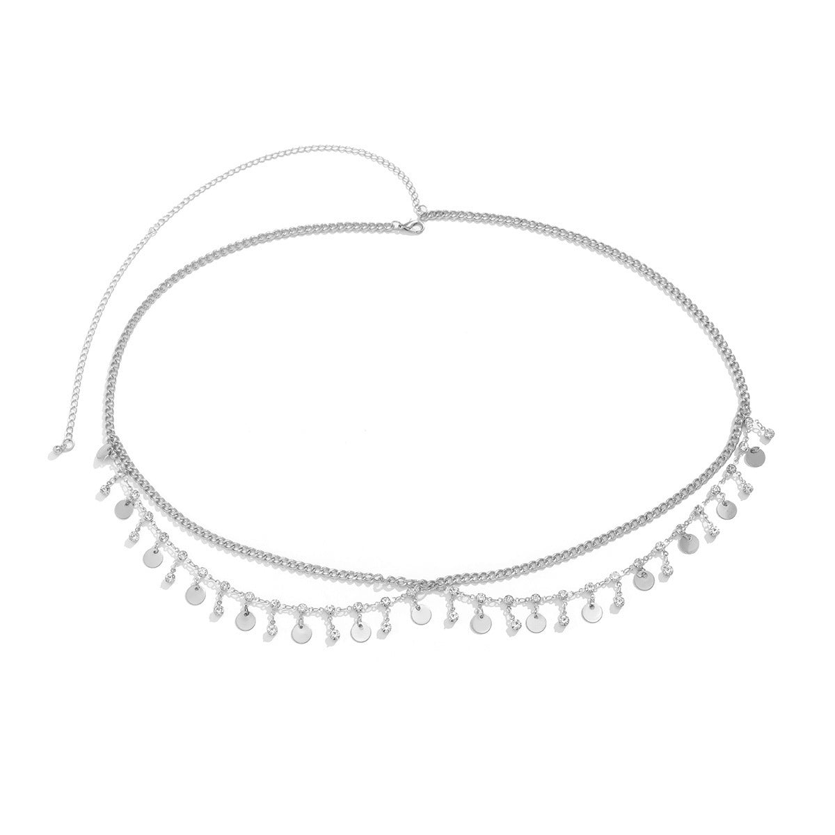 Bikini con diamantes de imitación, cadenas de cintura, cadenas corporales multicapa, borlas de metal de mariposa, cadena de cintura