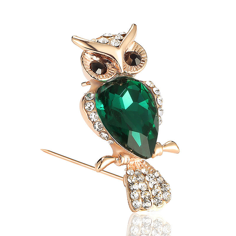 Broche de aleación con diamantes de imitación de animal búho