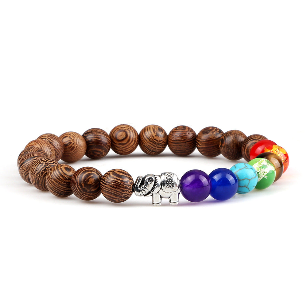 Colorful Rainbow Elephant Beads Bracelet