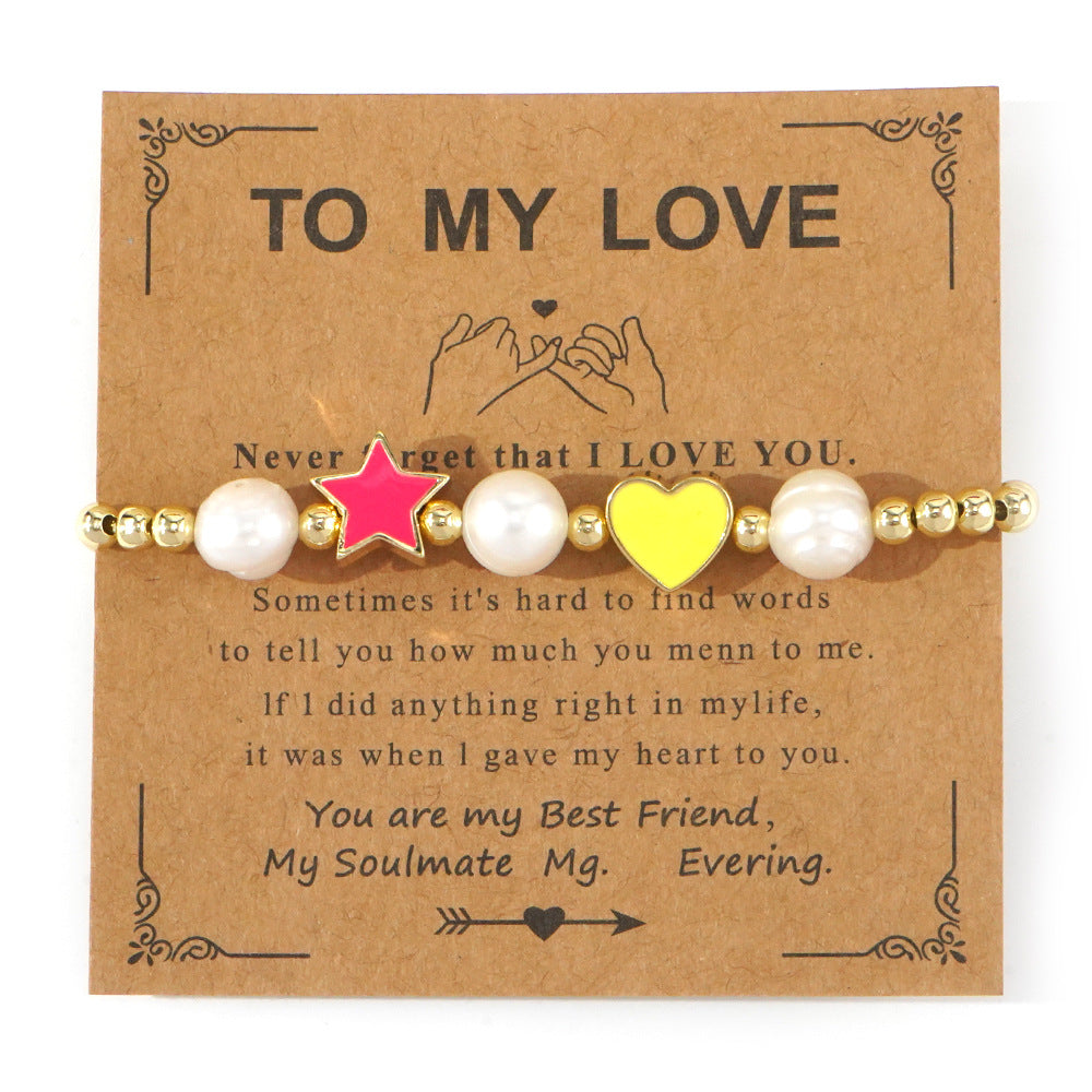 Copper Oil Drop Peach Heart Couple Bracelet Valentine's Day
