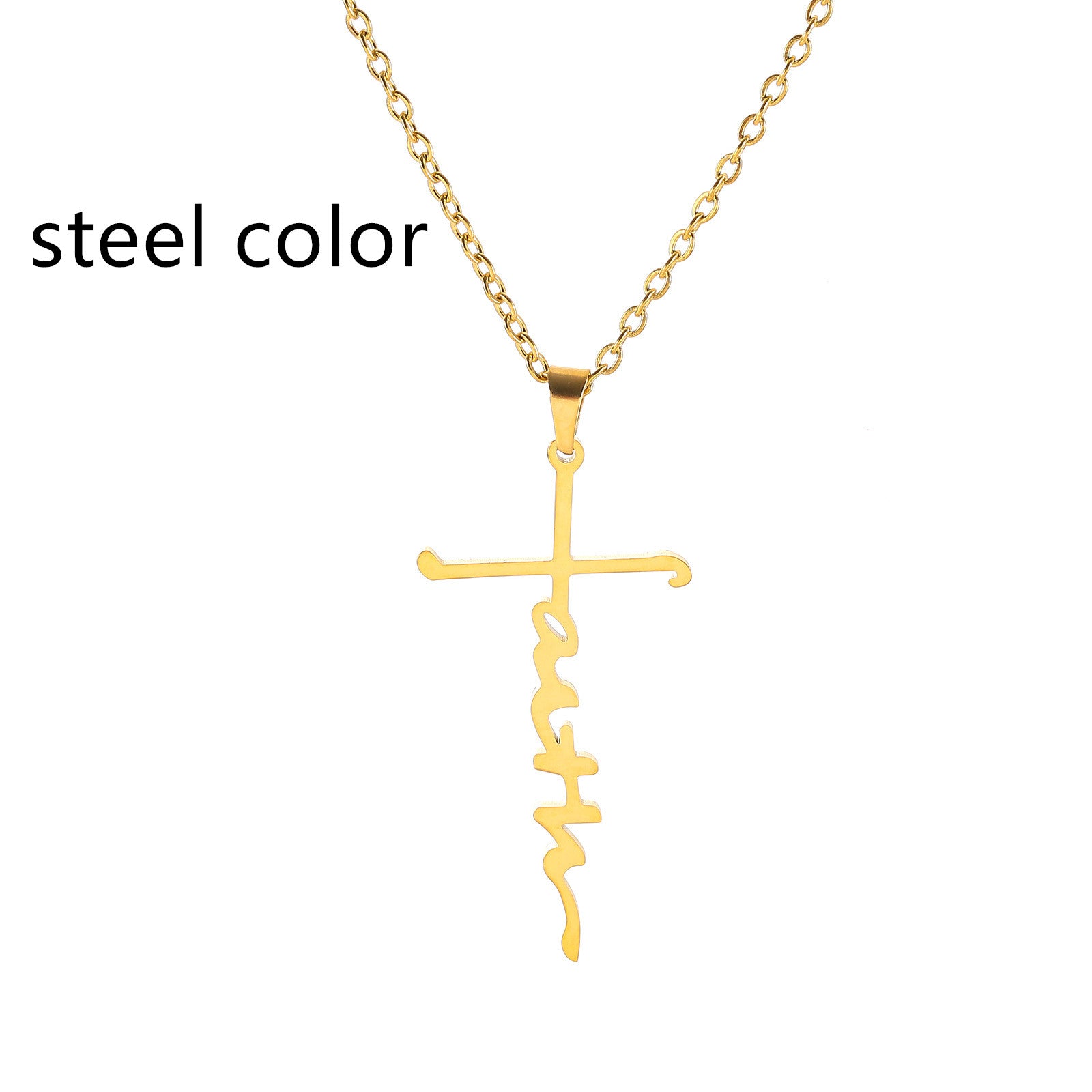 Stainless Steel Faith Necklace Faith English Name Special Symbol