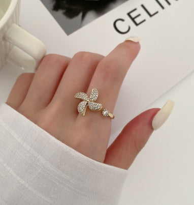 Kupfer drehbarer Ring Mikro-Einlage Fashion Damenring Zeigefingerring