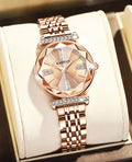 Reloj de acero para mujer impermeable con espejo y diamantes de moda